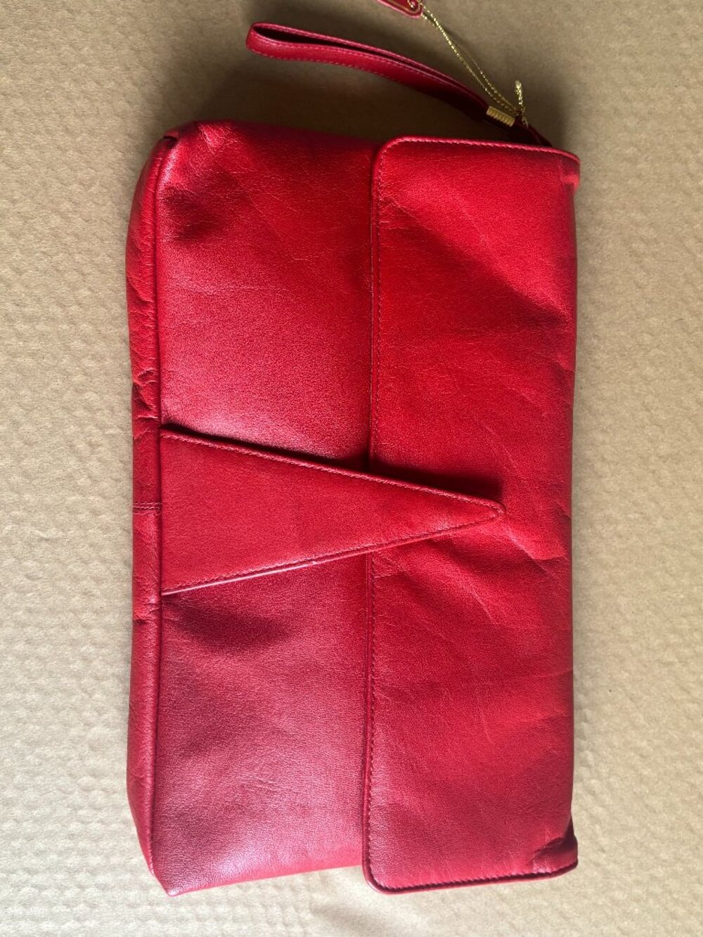Retro Vintage 1980s Cherry Red Leather Clutch